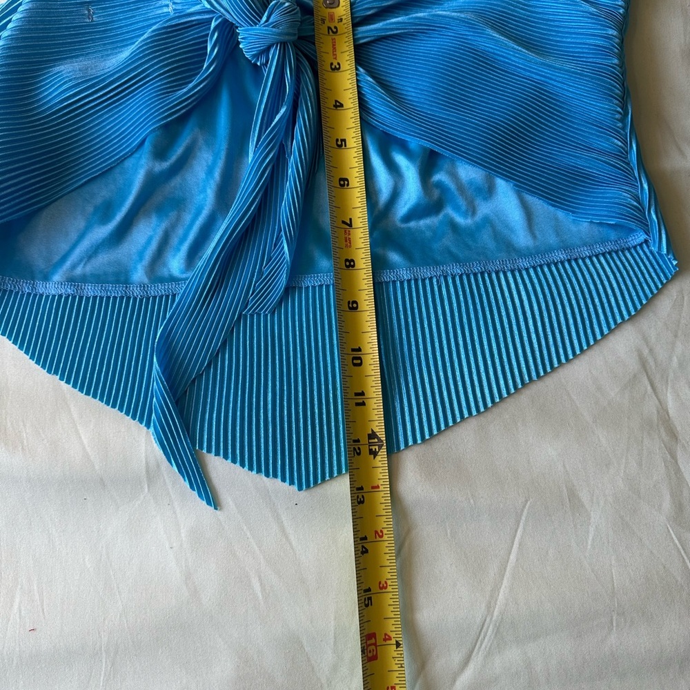 Blue Pleated Women's Top - Picture 4 of 5